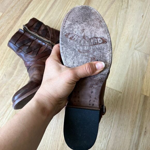 Freebird By Steven Sammi Brown Leather Ankle Boots Size 8 western‎ rodeo cowgirl - Picture 10 of 12